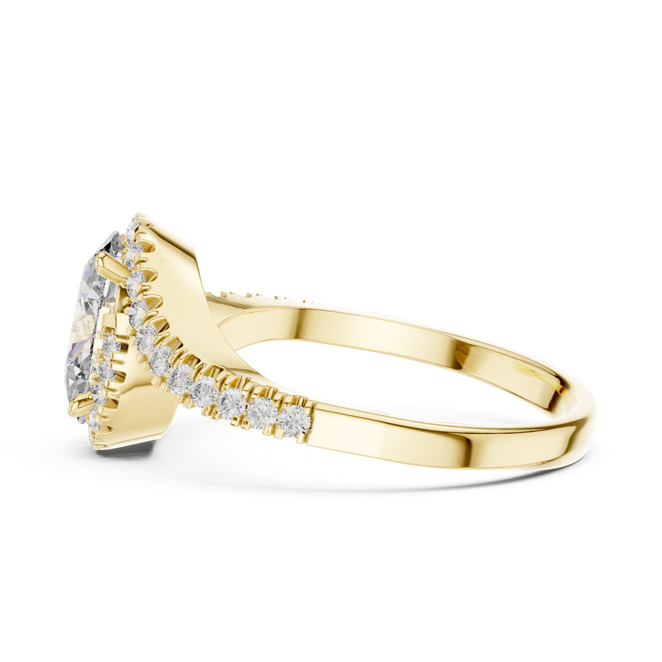 Gold 1Ct Split Shank Halo Oval Lab Grown Diamond Alyrix Ring