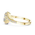 Gold 1Ct Split Shank Halo Oval Lab Grown Diamond Alyrix Ring
