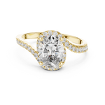 Gold 1Ct Split Shank Halo Oval Lab Grown Diamond Alyrix Ring