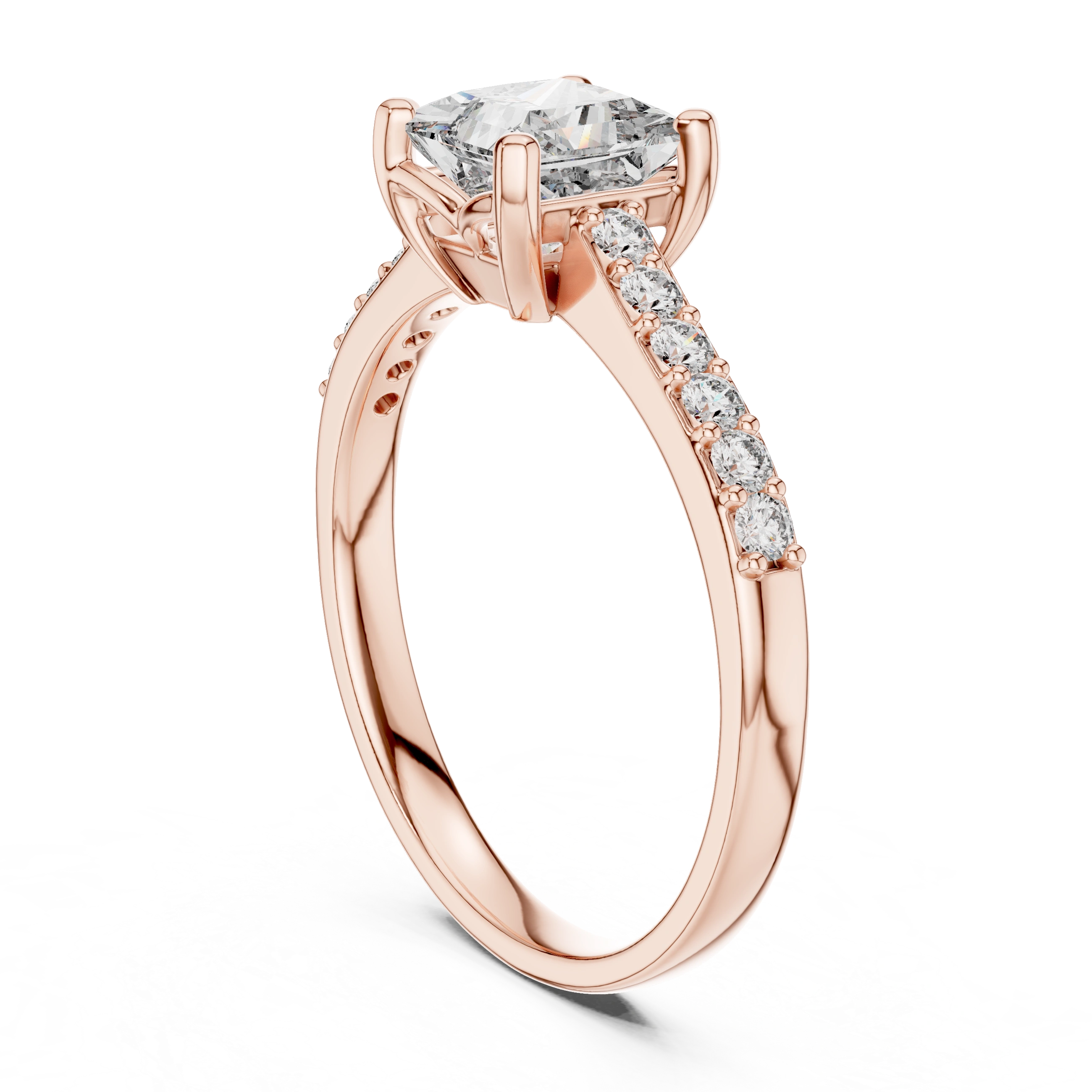 Gold 1Ct Pave Solitaire Princess Lab Grown Diamond Eloisa Ring