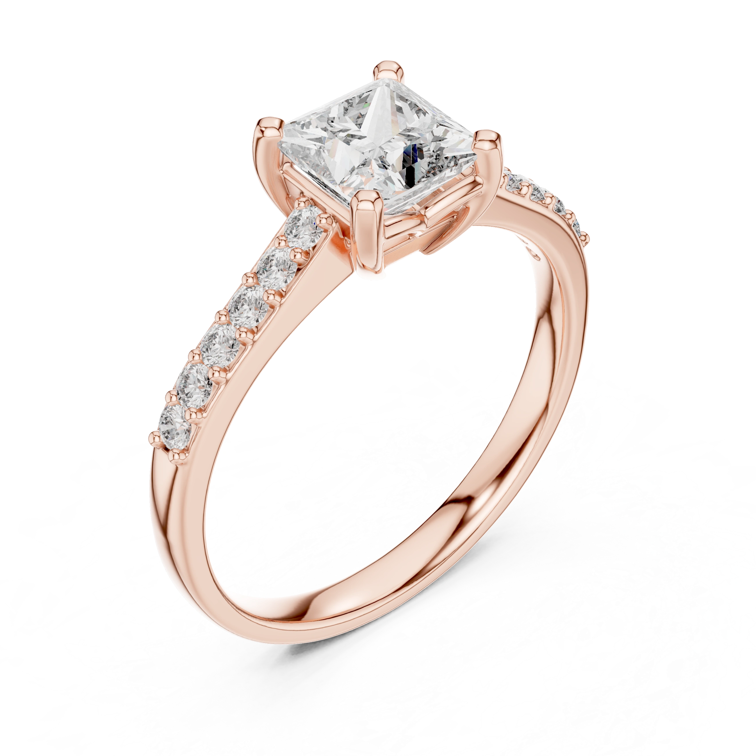 Gold 1Ct Pave Solitaire Princess Lab Grown Diamond Eloisa Ring