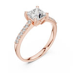 Gold 1Ct Pave Solitaire Princess Lab Grown Diamond Eloisa Ring