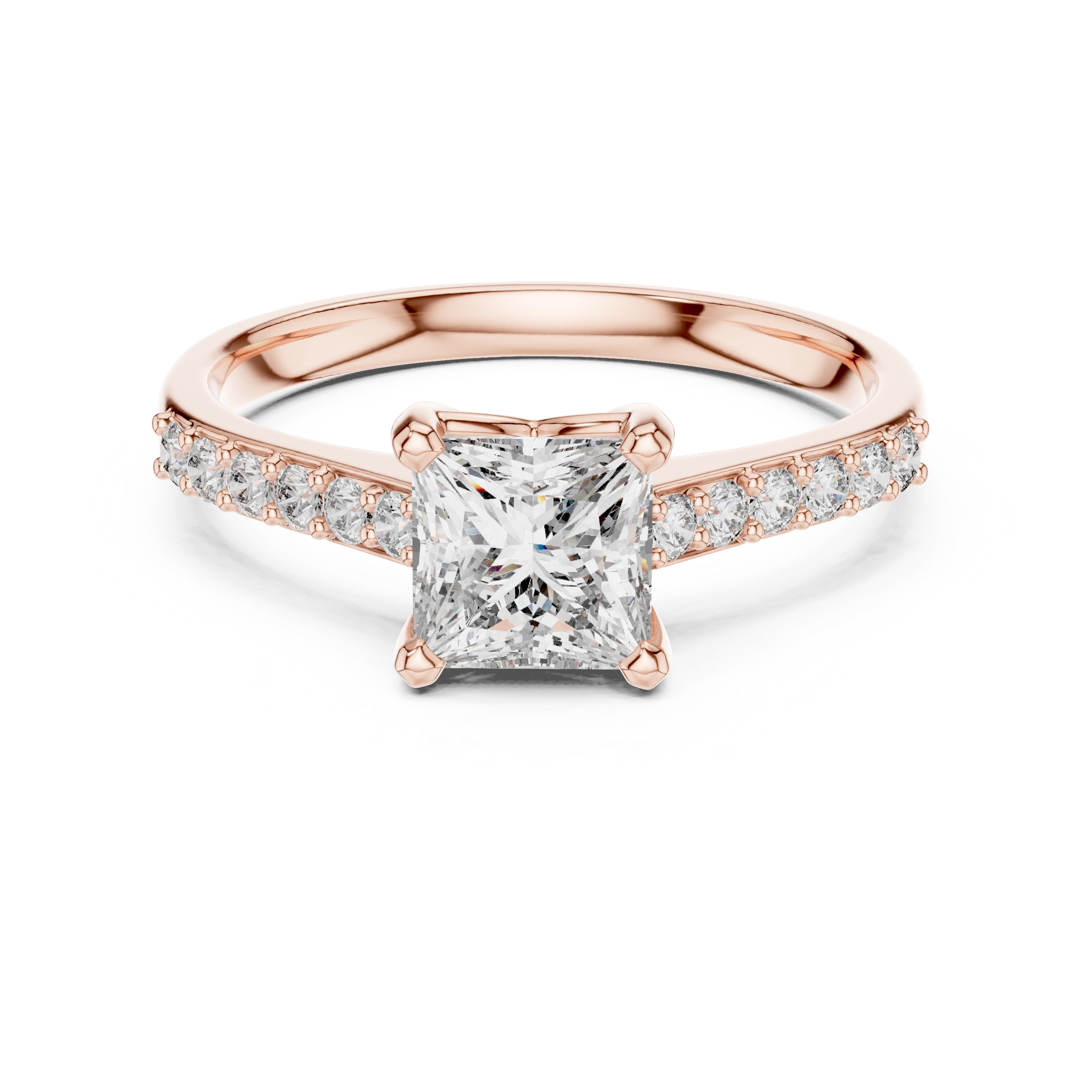 Gold 1Ct Pave Solitaire Princess Lab Grown Diamond Eloisa Ring