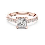 Gold 1Ct Pave Solitaire Princess Lab Grown Diamond Eloisa Ring