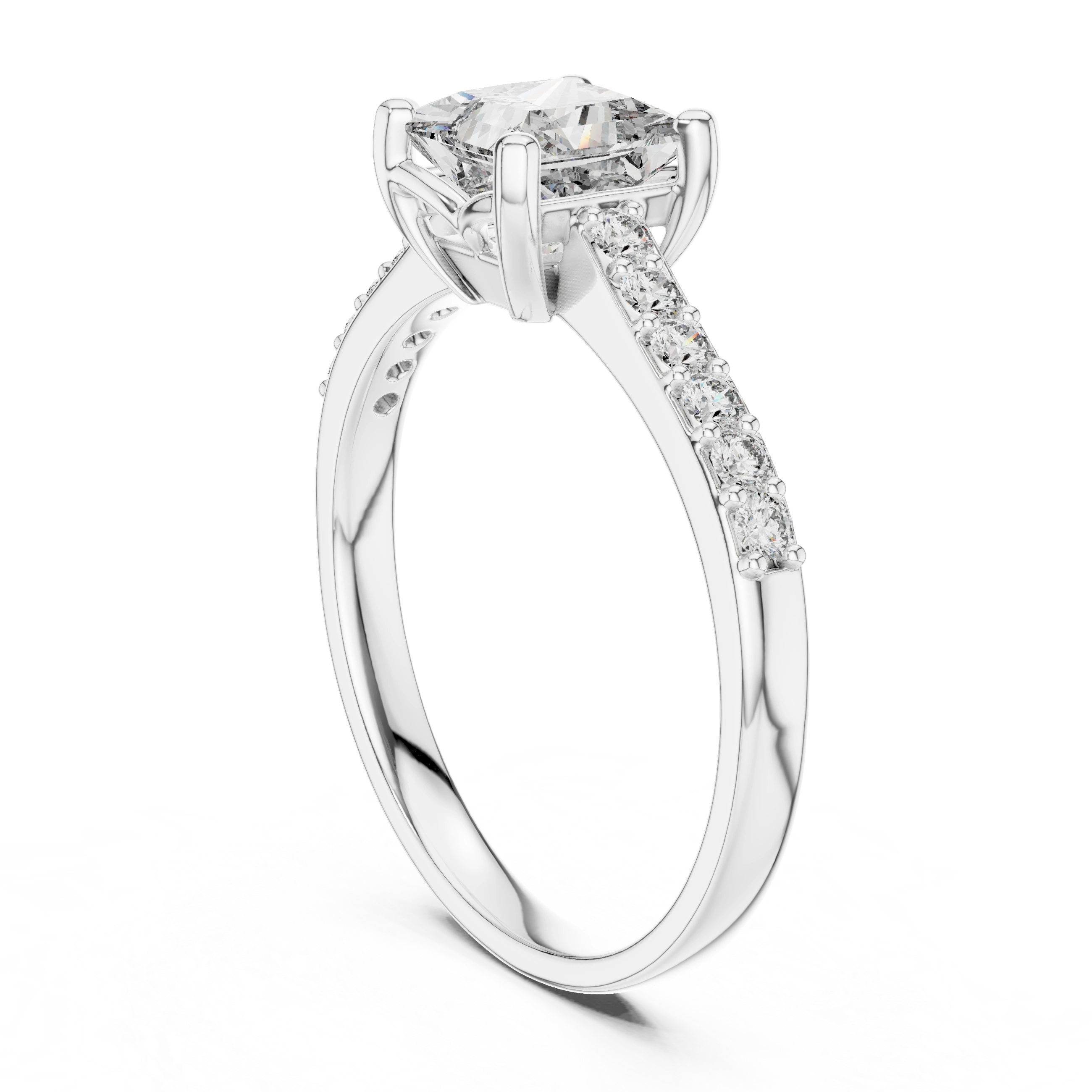 Gold 1Ct Pave Solitaire Princess Lab Grown Diamond Eloisa Ring