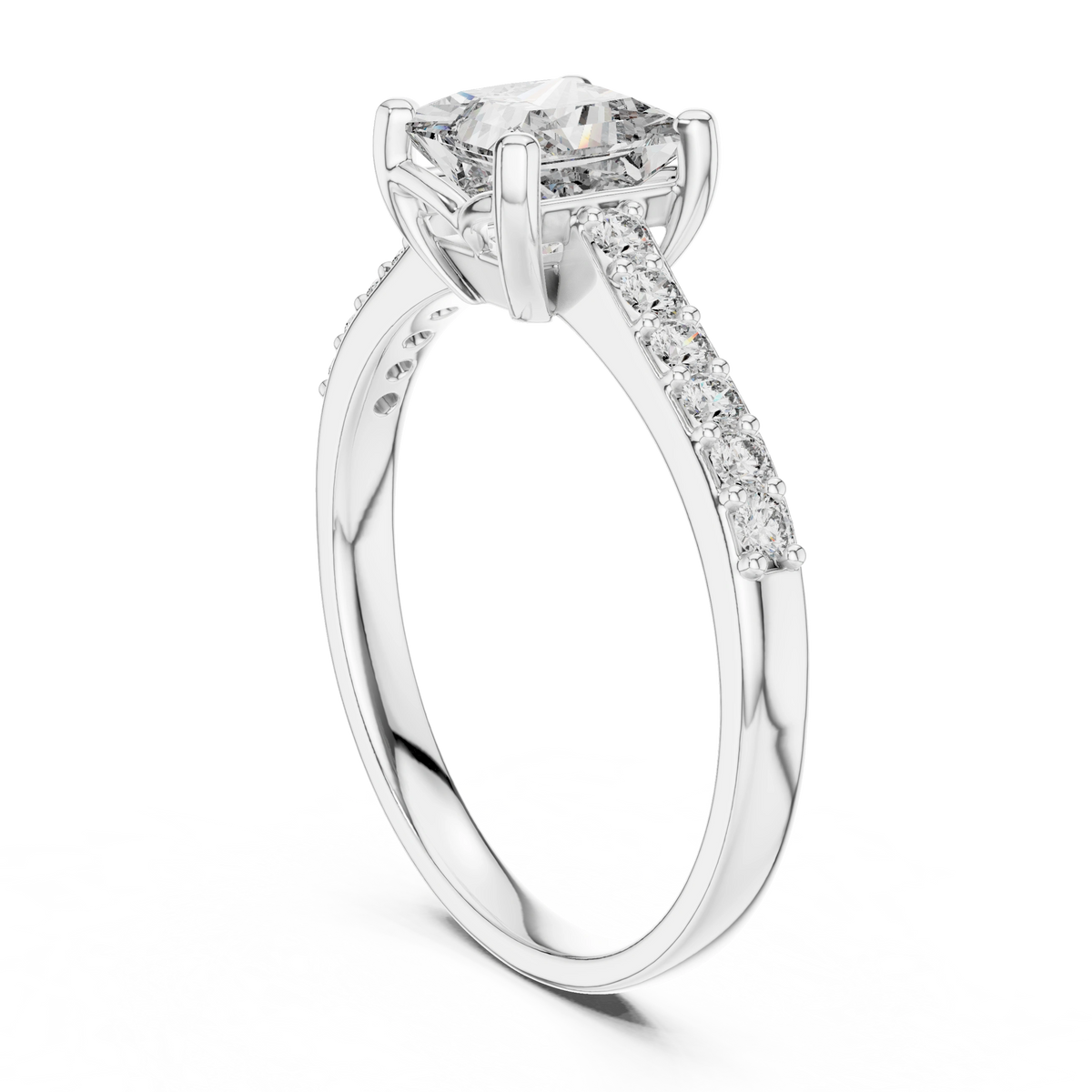 Gold 1Ct Pave Solitaire Princess Lab Grown Diamond Eloisa Ring