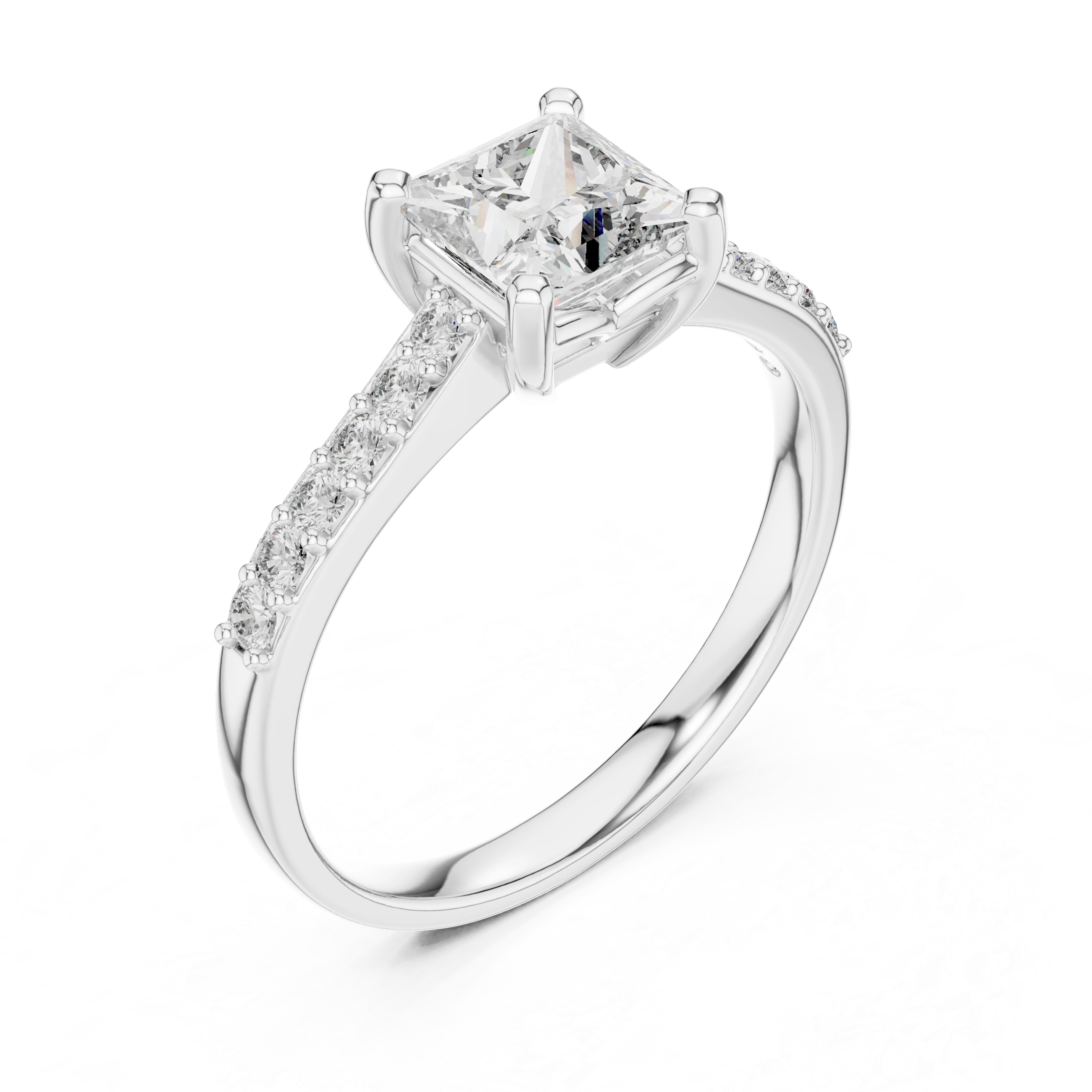 Gold 1Ct Pave Solitaire Princess Lab Grown Diamond Eloisa Ring