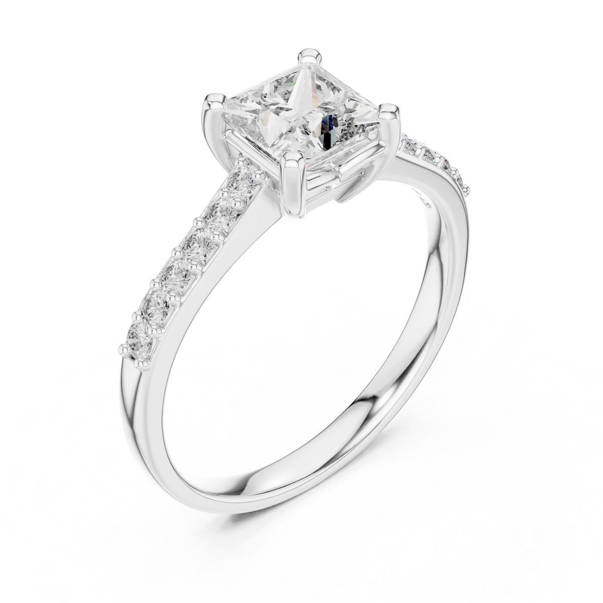 Gold 1Ct Pave Solitaire Princess Lab Grown Diamond Eloisa Ring
