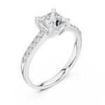 Gold 1Ct Pave Solitaire Princess Lab Grown Diamond Eloisa Ring