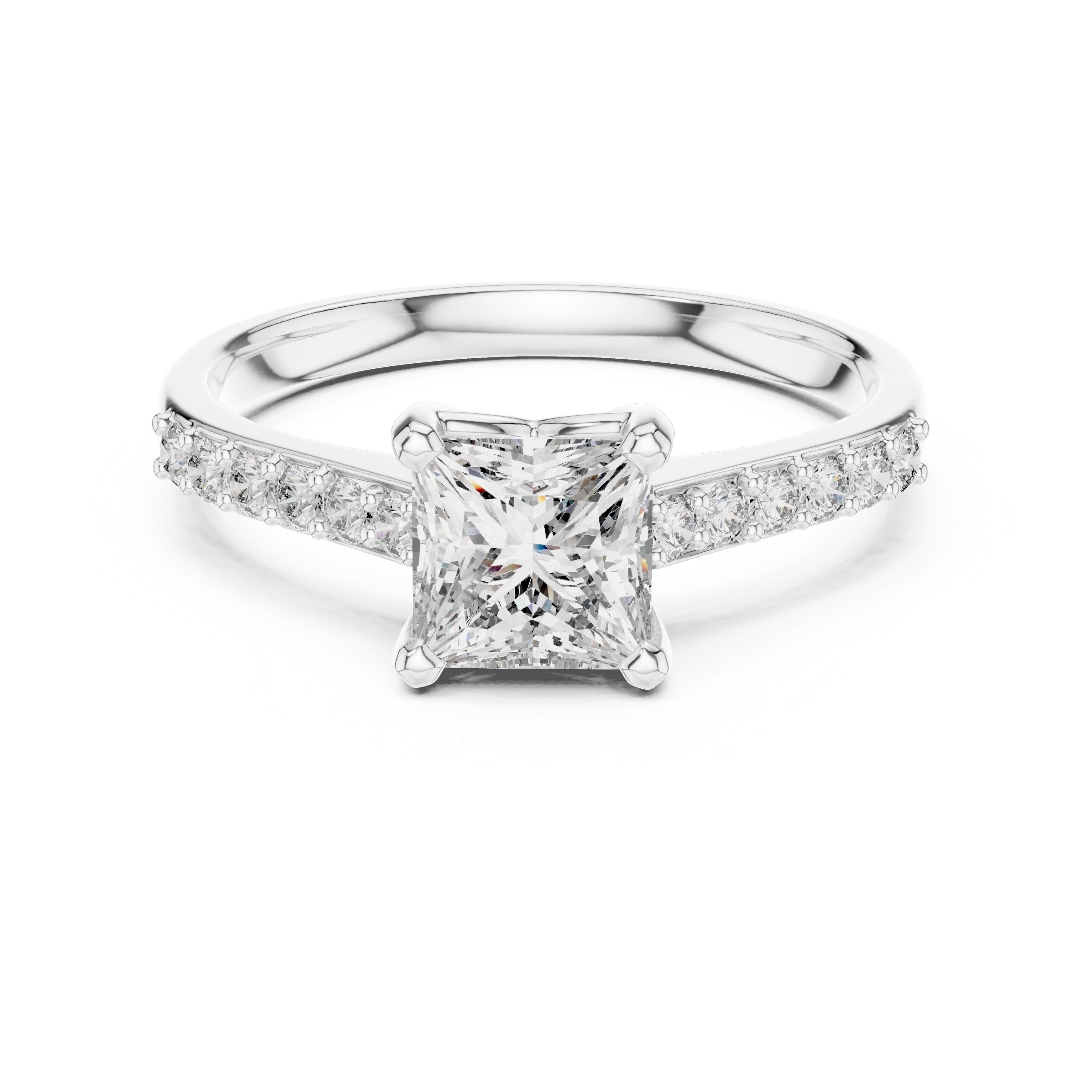 Gold 1Ct Pave Solitaire Princess Lab Grown Diamond Eloisa Ring