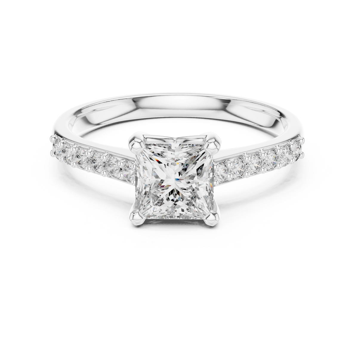 Gold 1Ct Pave Solitaire Princess Lab Grown Diamond Eloisa Ring