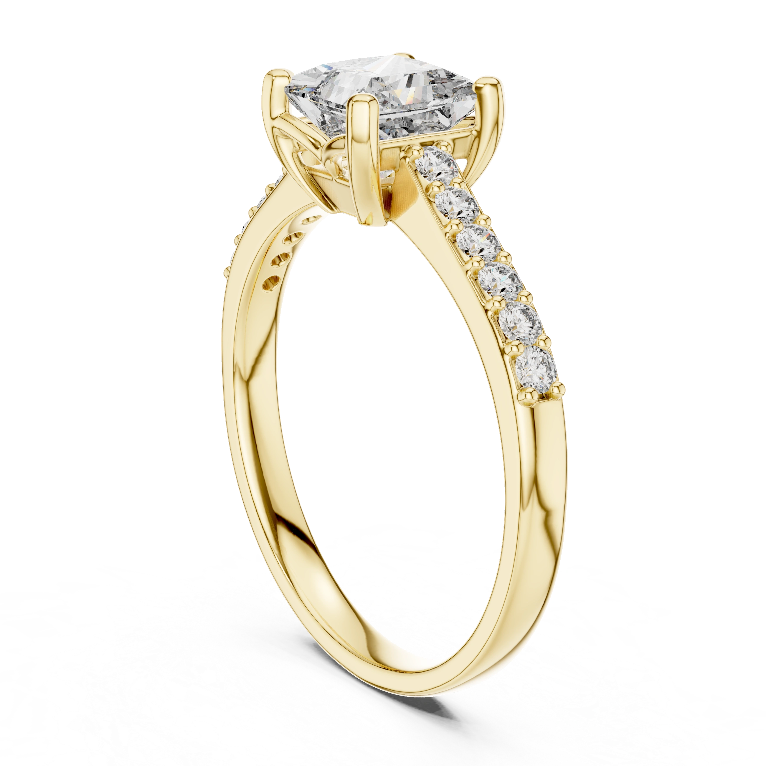 Gold 1Ct Pave Solitaire Princess Lab Grown Diamond Eloisa Ring