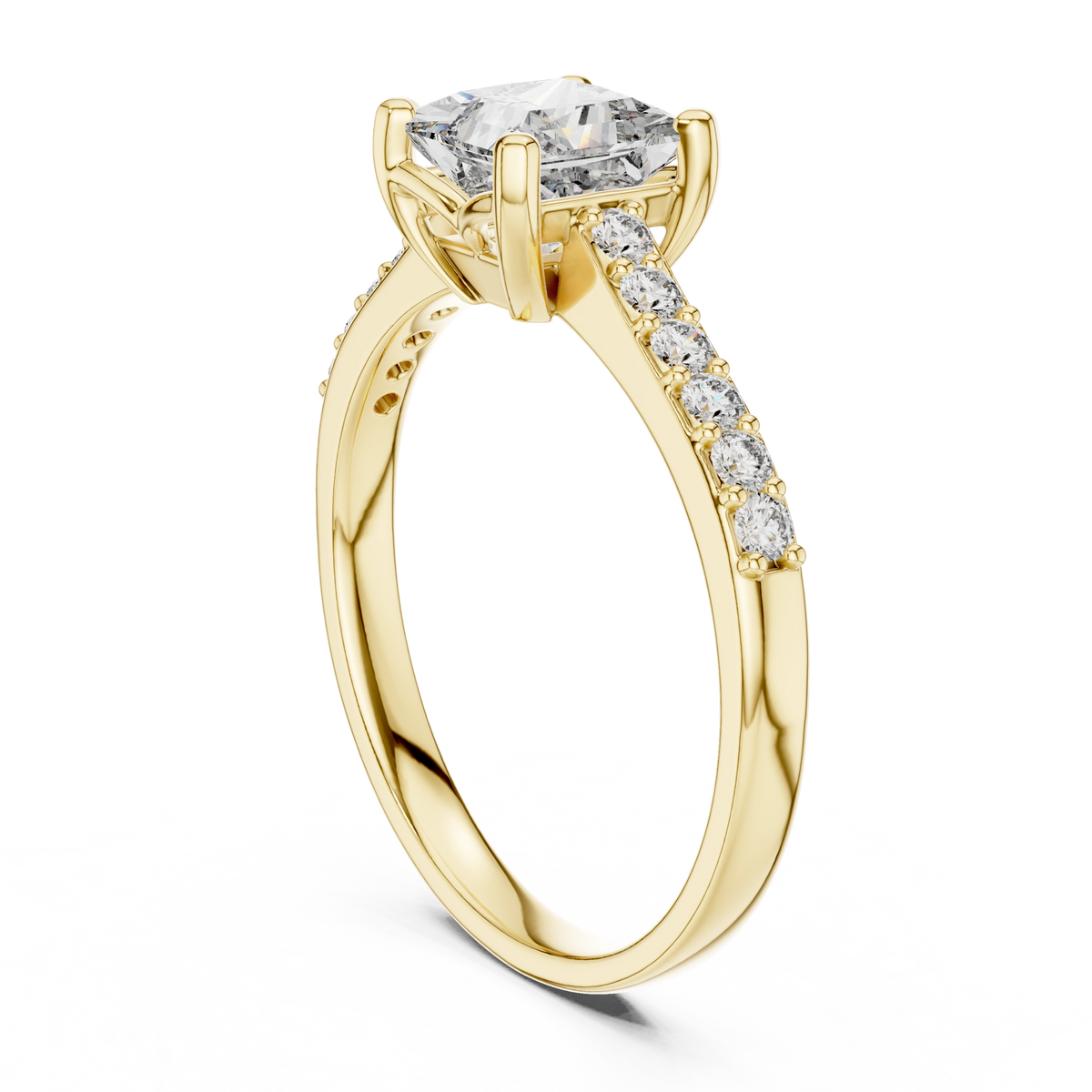 Gold 1Ct Pave Solitaire Princess Lab Grown Diamond Eloisa Ring