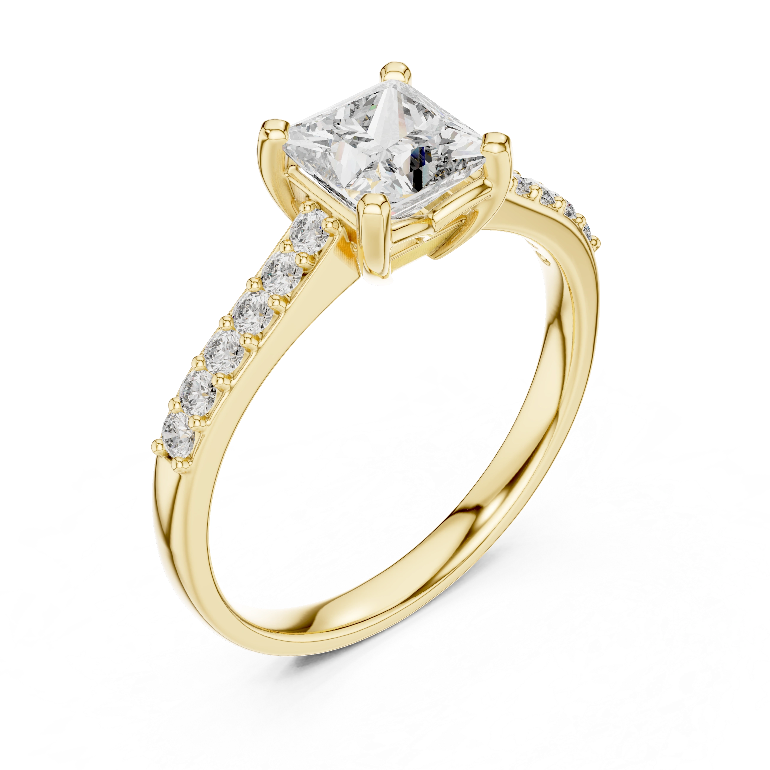 Gold 1Ct Pave Solitaire Princess Lab Grown Diamond Eloisa Ring