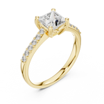 Gold 1Ct Pave Solitaire Princess Lab Grown Diamond Eloisa Ring