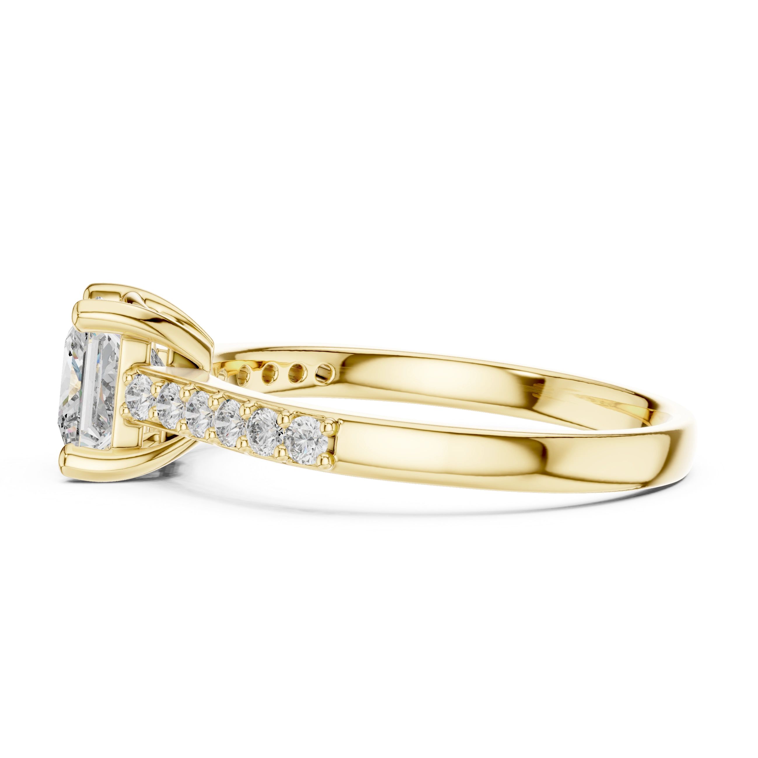 Gold 1Ct Pave Solitaire Princess Lab Grown Diamond Eloisa Ring