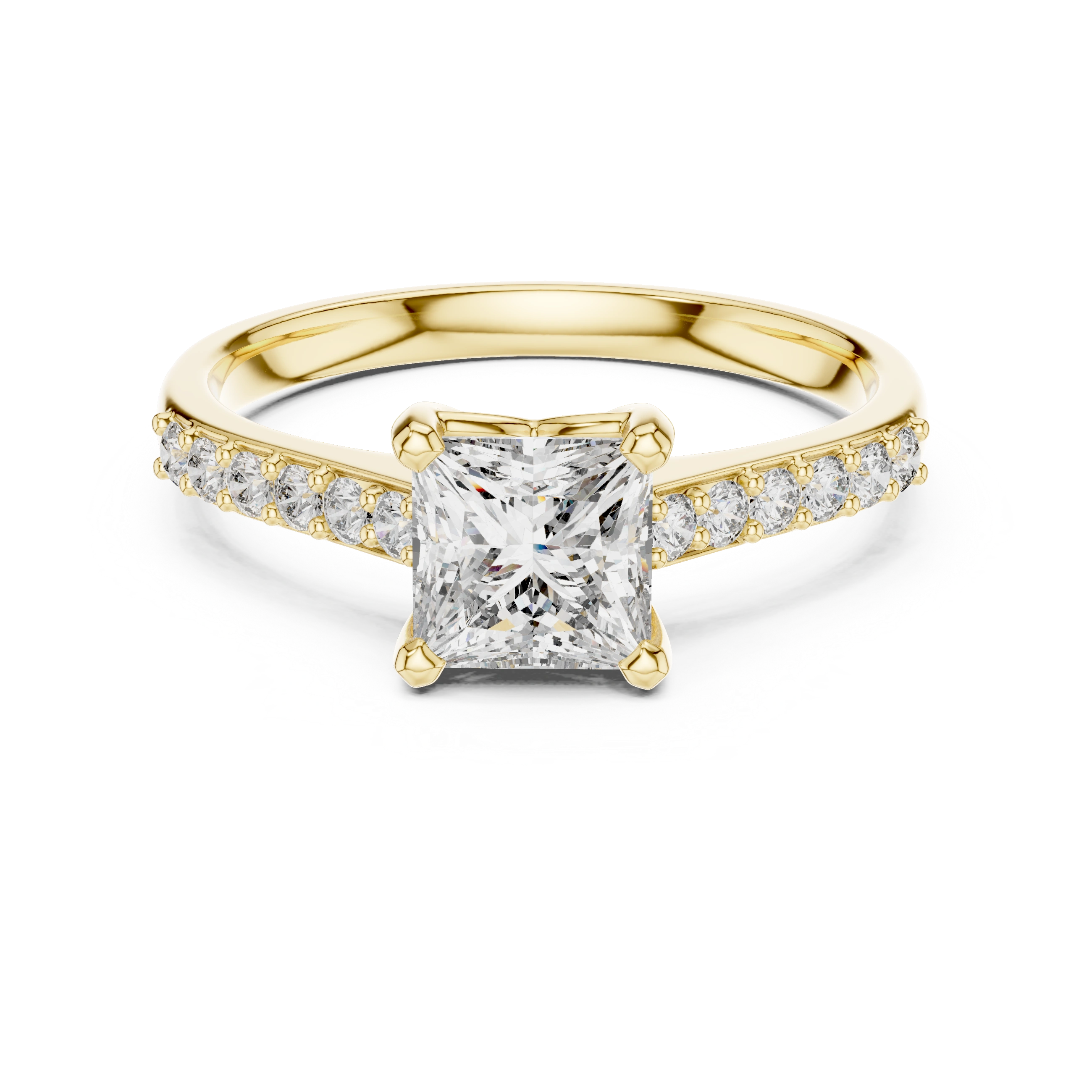 Gold 1Ct Pave Solitaire Princess Lab Grown Diamond Eloisa Ring