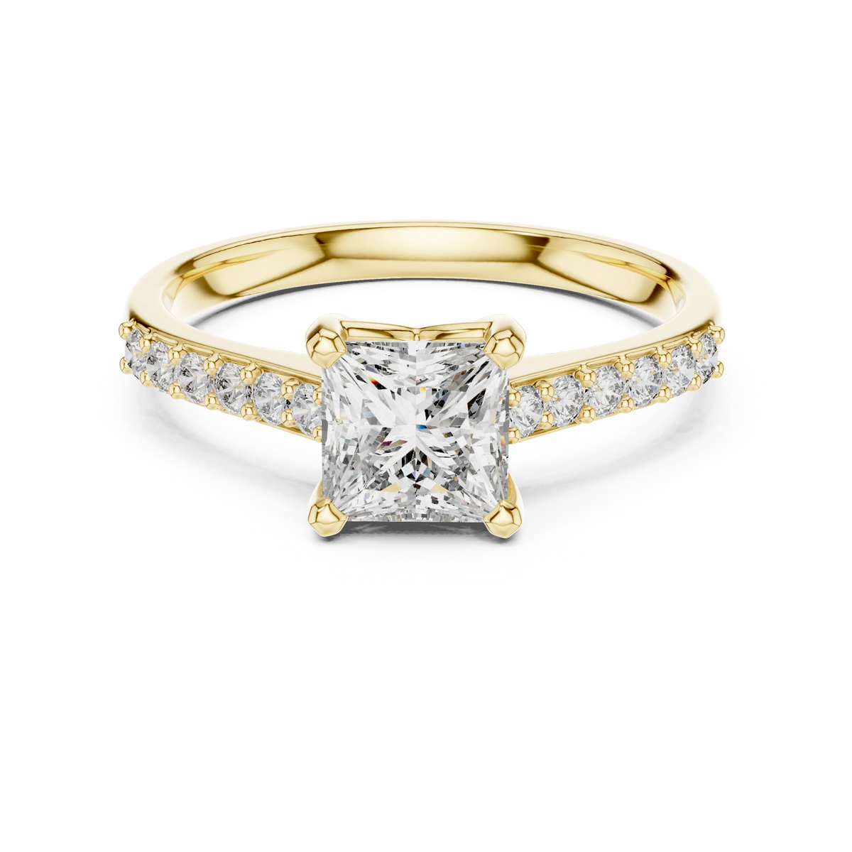 Gold 1Ct Pave Solitaire Princess Lab Grown Diamond Eloisa Ring