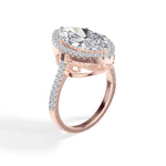 Rose Gold 4Ct Marquise Halo Lab Grown Diamond Zorelle Ring