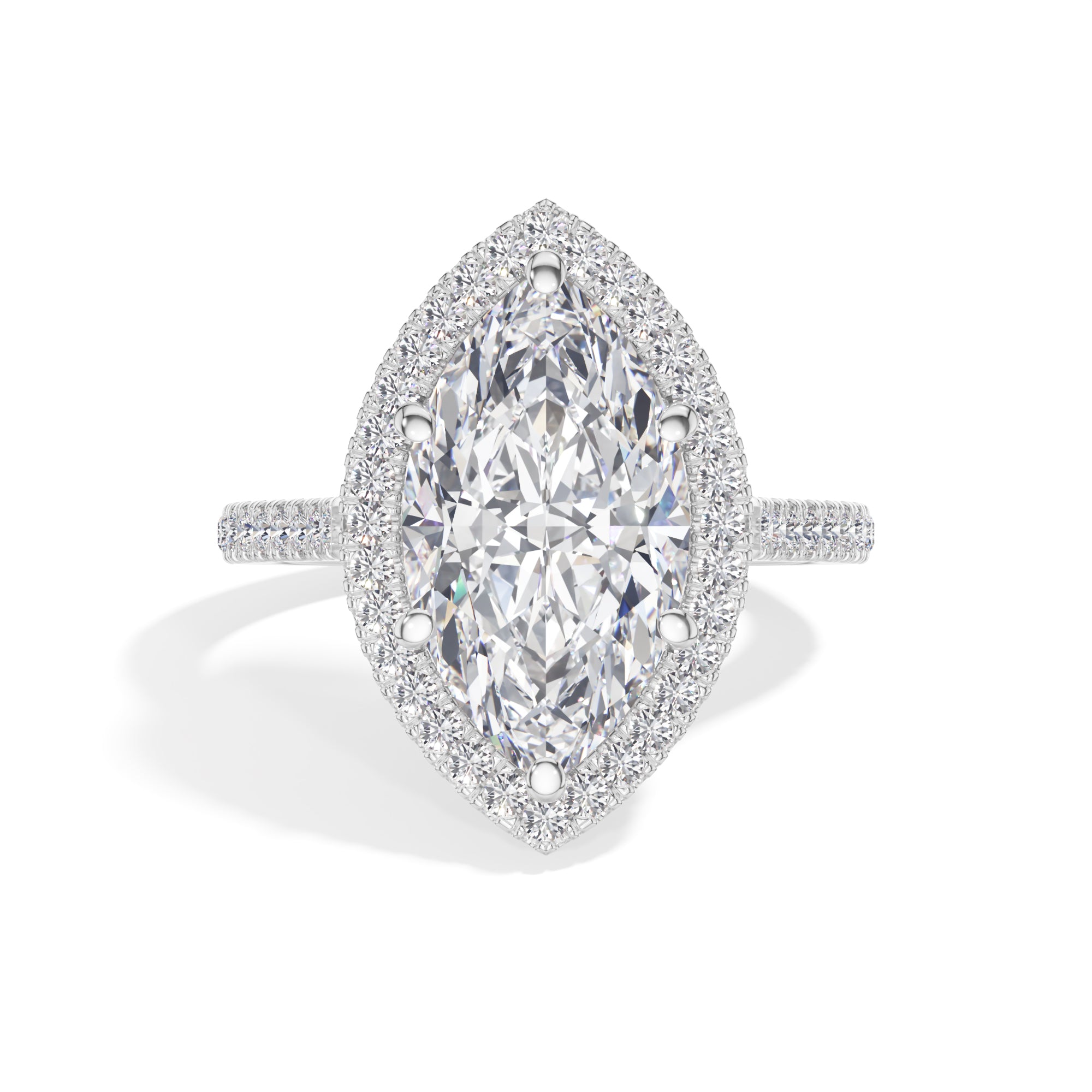 White Gold 4Ct Marquise Halo Lab Grown Diamond Zorelle Ring