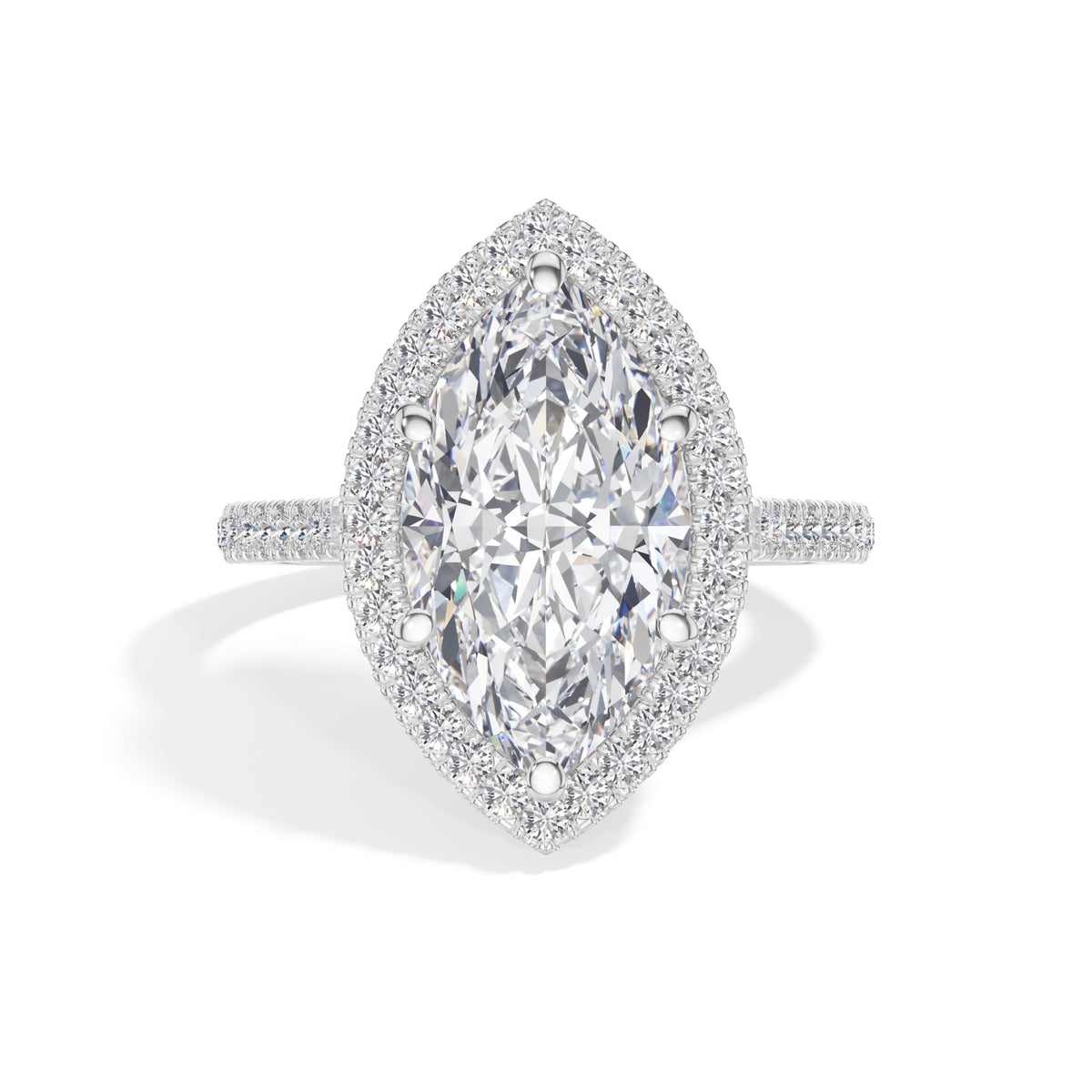 White Gold 4Ct Marquise Halo Lab Grown Diamond Zorelle Ring