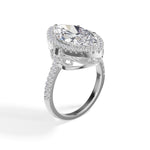 White Gold 4Ct Marquise Halo Lab Grown Diamond Zorelle Ring
