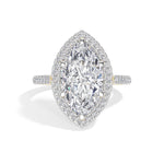 Yellow Gold 4Ct Marquise Halo Lab Grown Diamond Zorelle Ring