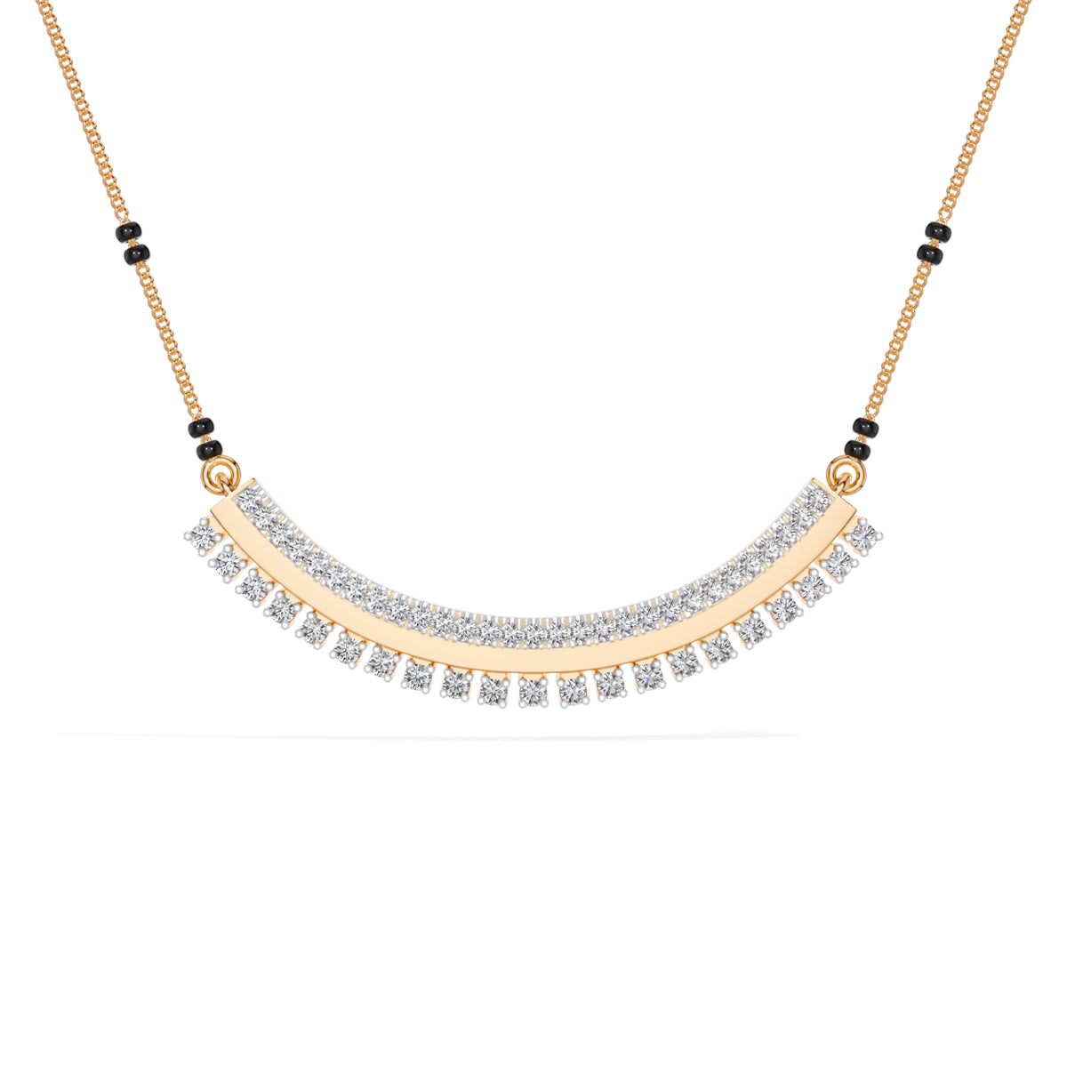 Rose Gold Curved Bar Pave Round Lab Grown Diamond Kaelix Mangalsutra