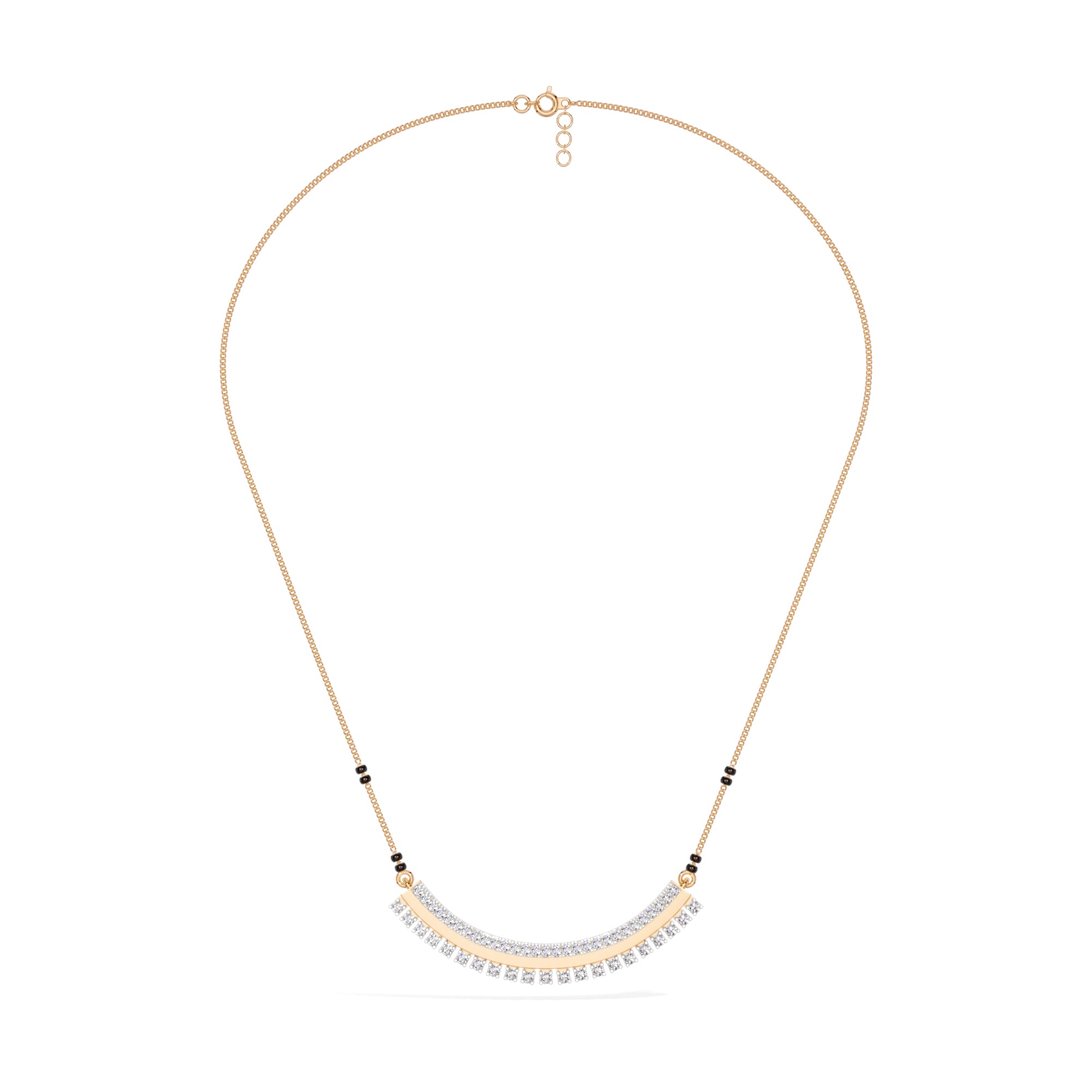 Rose Gold Curved Bar Pave Round Lab Grown Diamond Kaelix Mangalsutra