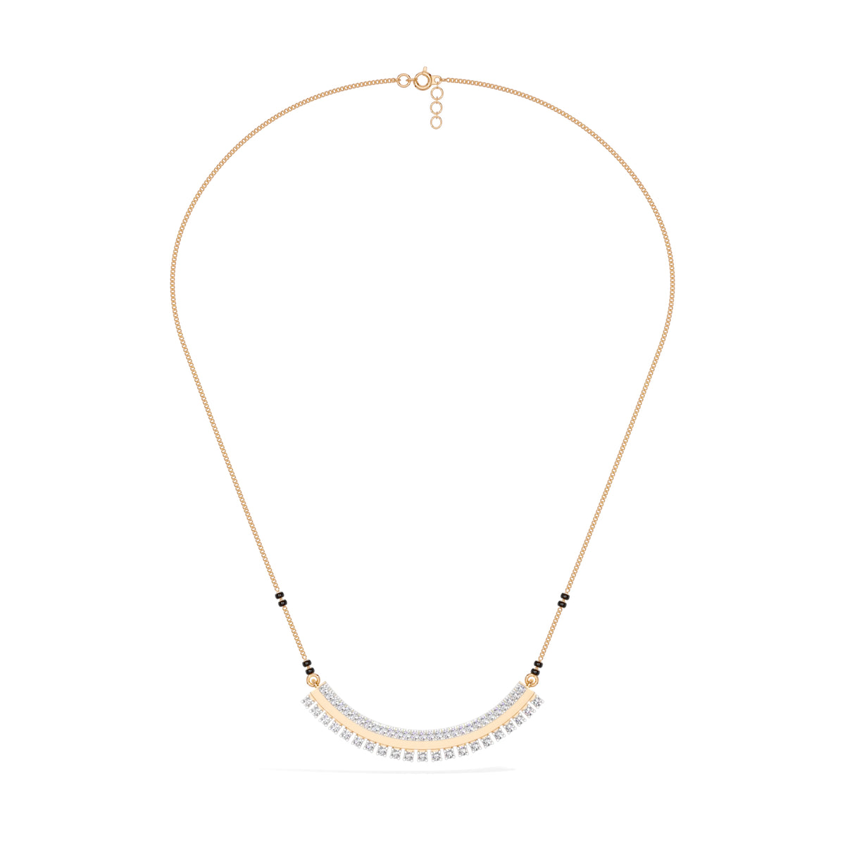 Rose Gold Curved Bar Pave Round Lab Grown Diamond Kaelix Mangalsutra