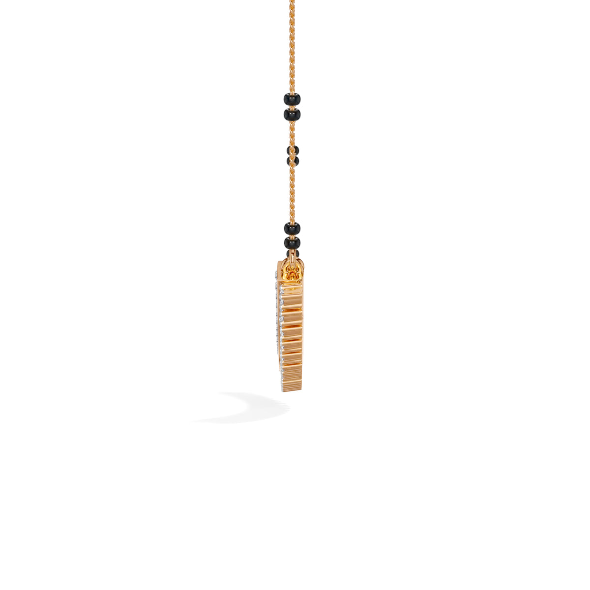 Rose Gold Curved Bar Pave Round Lab Grown Diamond Kaelix Mangalsutra