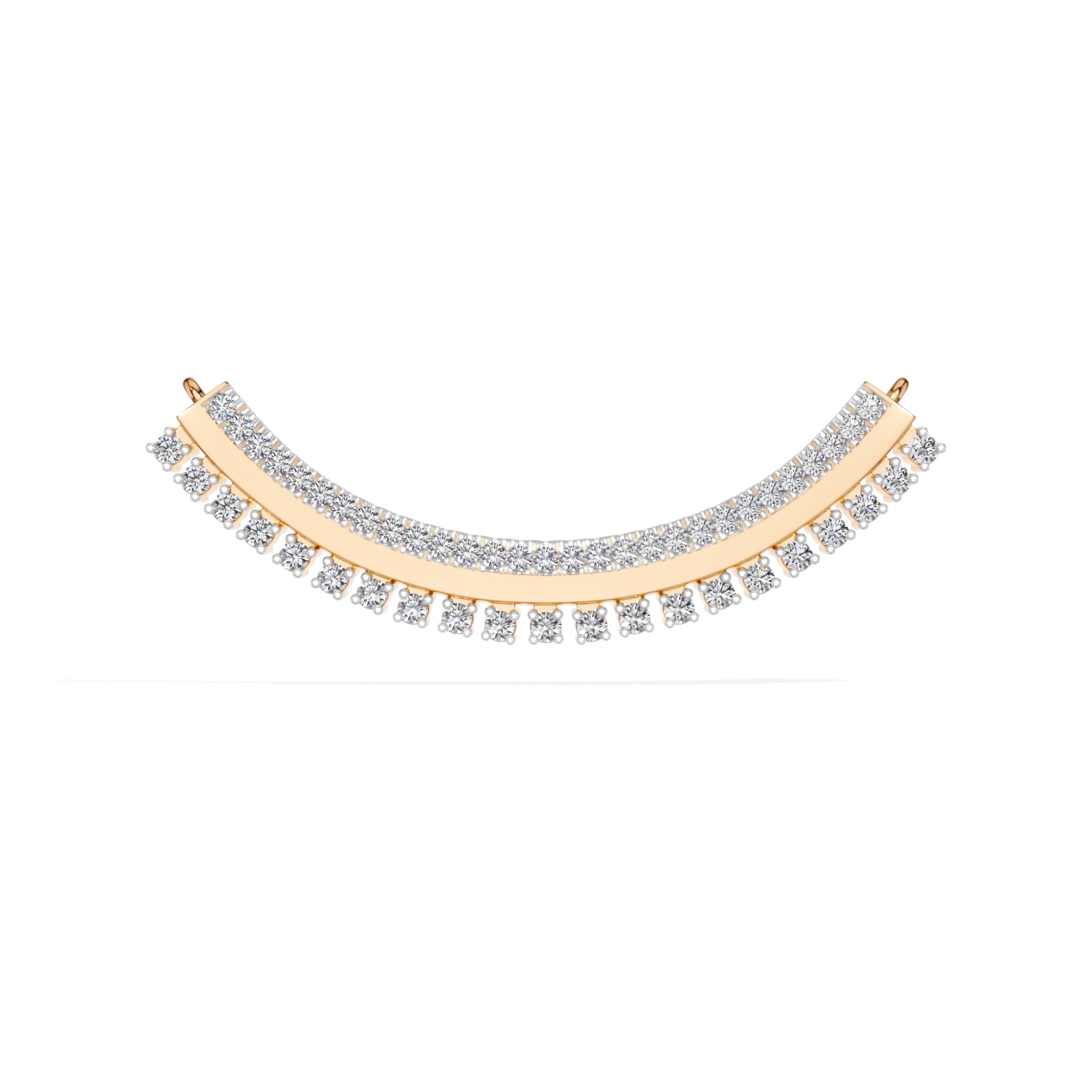 Rose Gold Curved Bar Pave Round Lab Grown Diamond Kaelix Mangalsutra