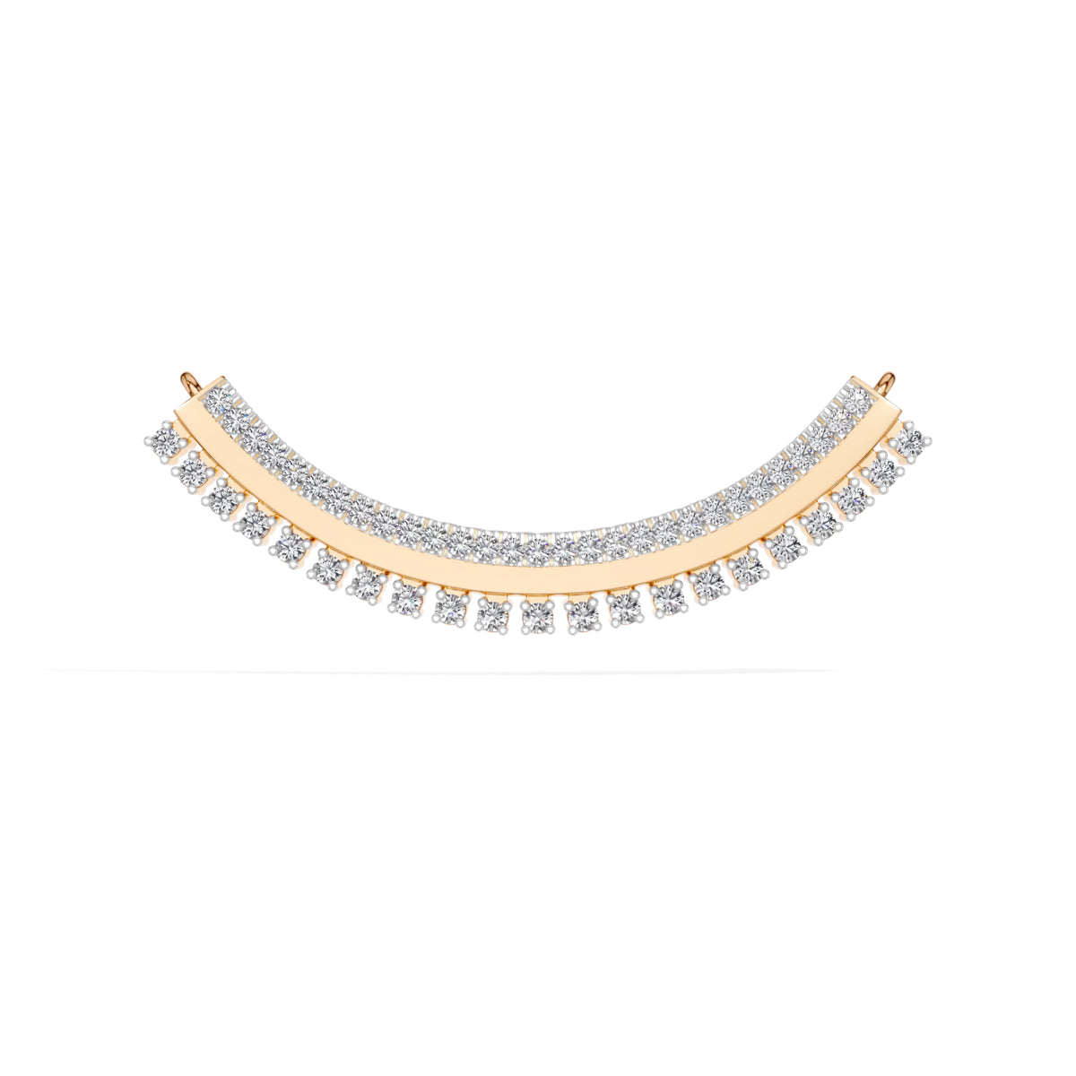 Rose Gold Curved Bar Pave Round Lab Grown Diamond Kaelix Mangalsutra