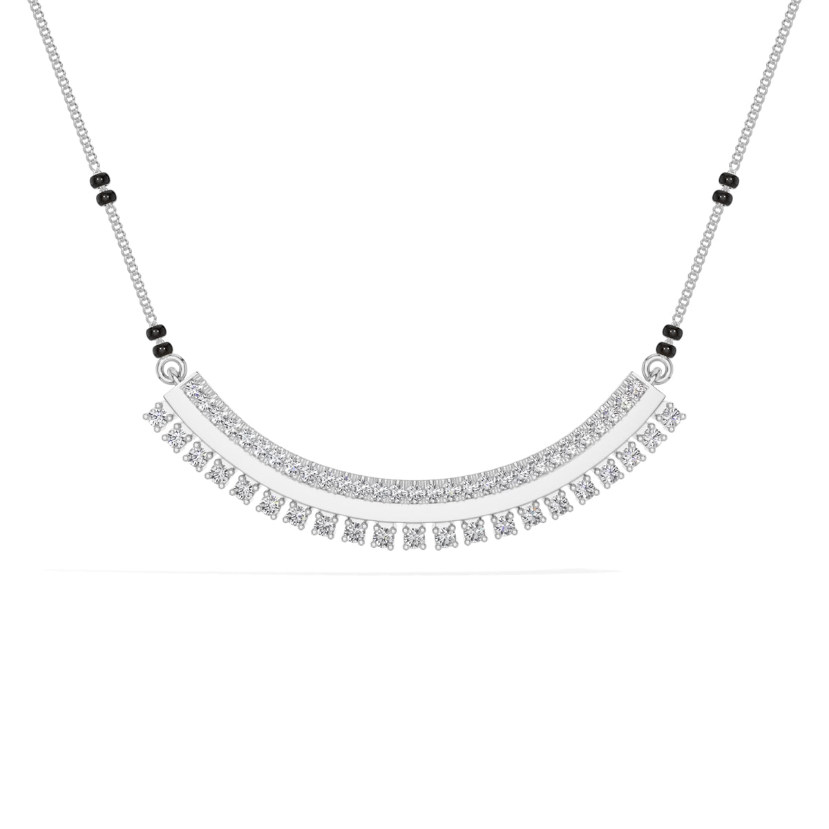 White Gold Curved Bar Pave Round Lab Grown Diamond Kaelix Mangalsutra