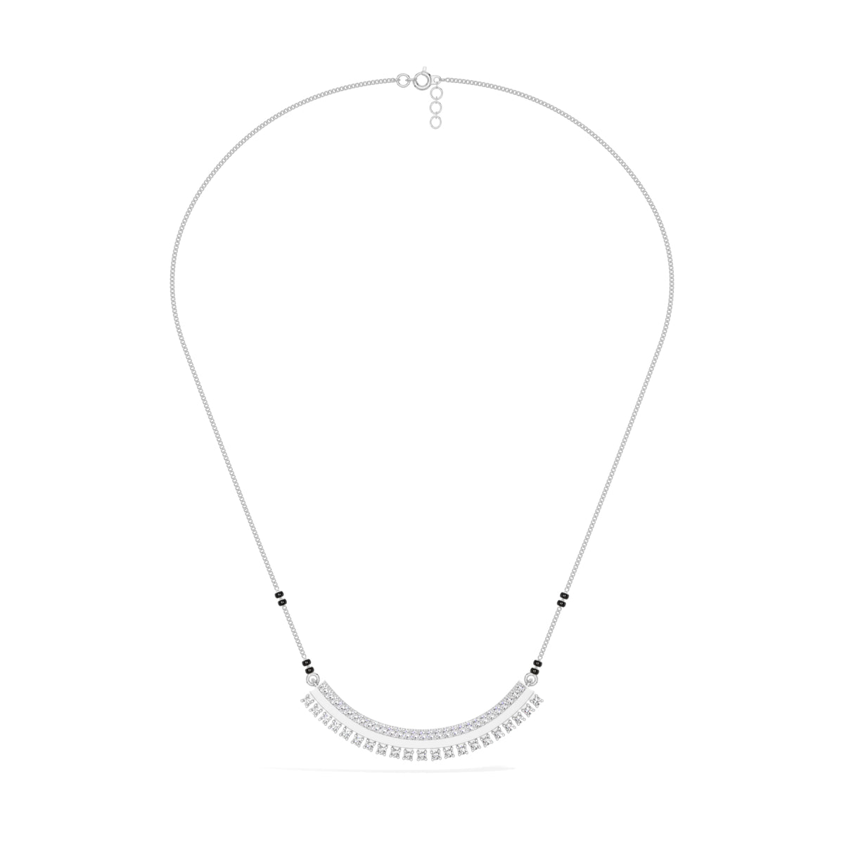 White Gold Curved Bar Pave Round Lab Grown Diamond Kaelix Mangalsutra