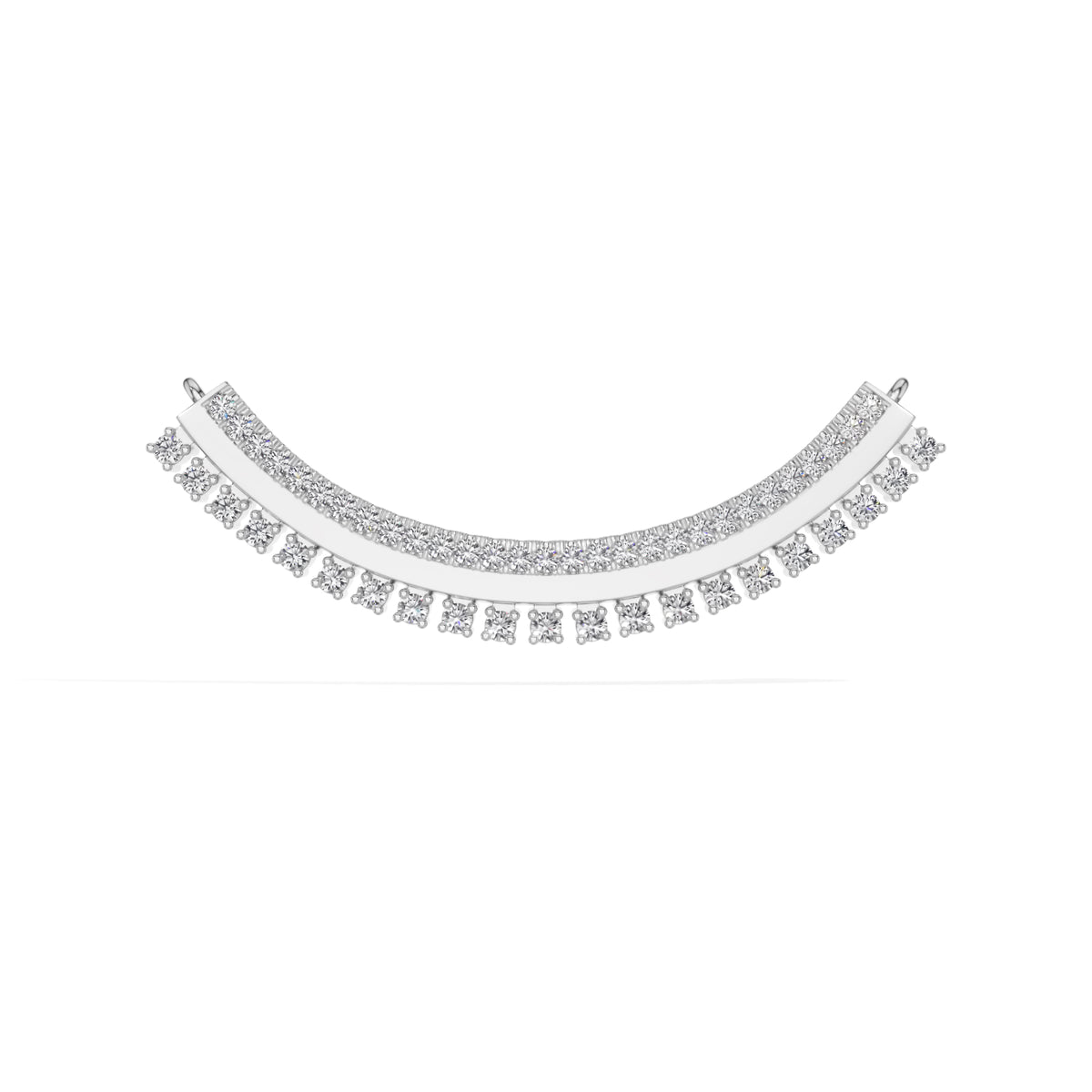 White Gold Curved Bar Pave Round Lab Grown Diamond Kaelix Mangalsutra