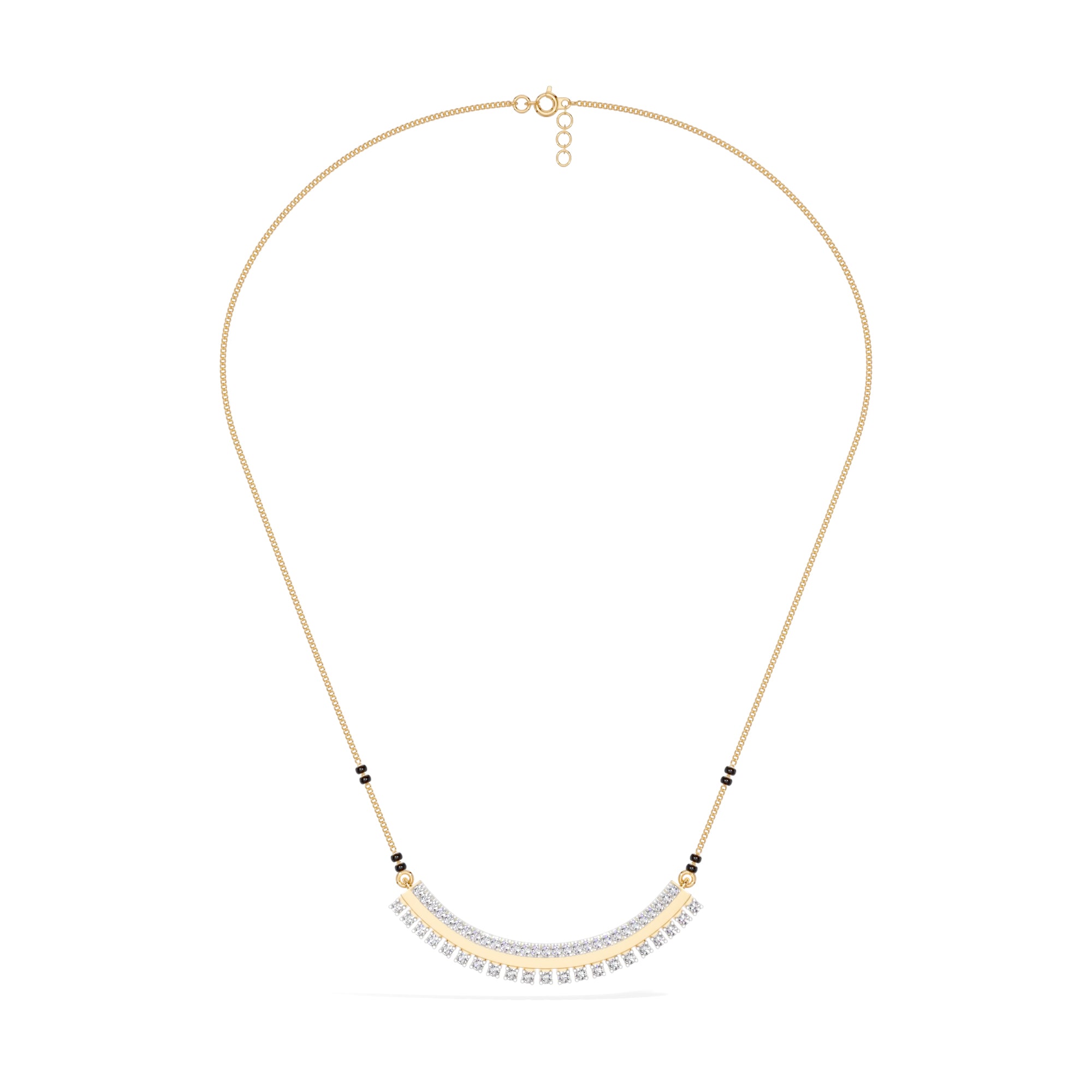 Yellow Gold Curved Bar Pave Round Lab Grown Diamond Kaelix Mangalsutra