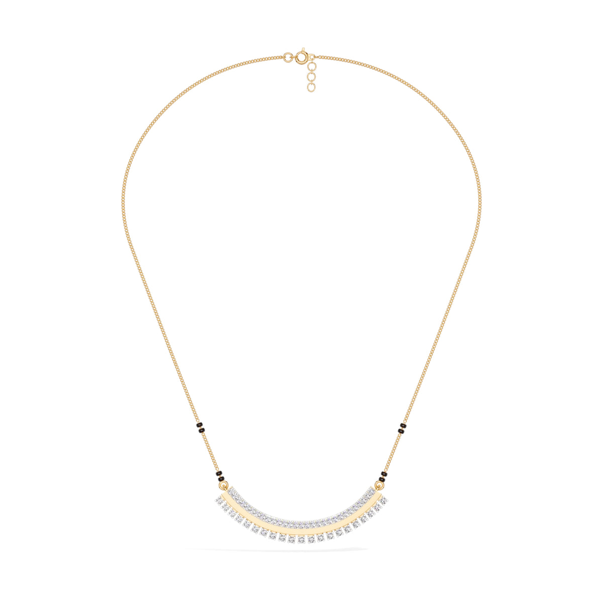 Yellow Gold Curved Bar Pave Round Lab Grown Diamond Kaelix Mangalsutra