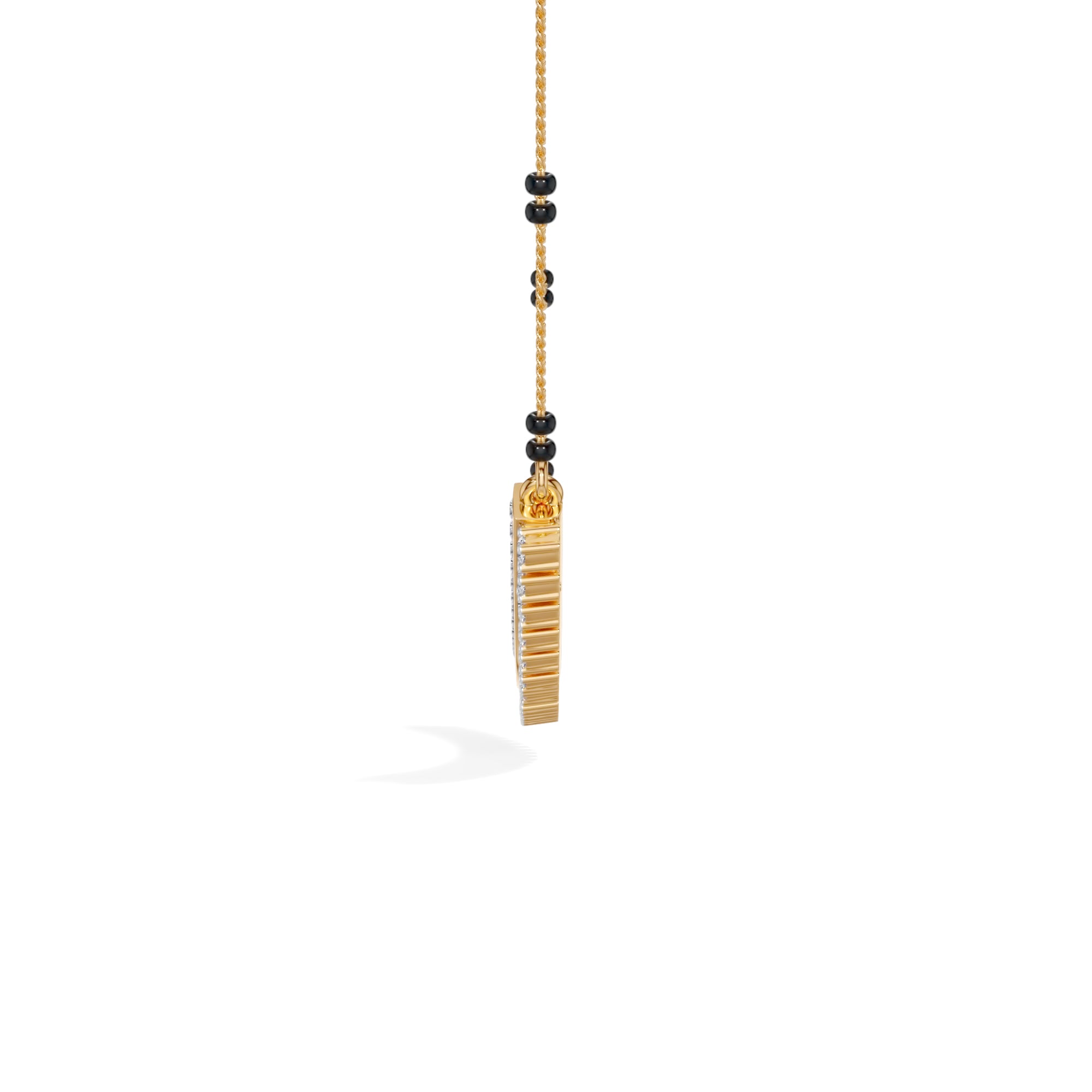 Yellow Gold Curved Bar Pave Round Lab Grown Diamond Kaelix Mangalsutra