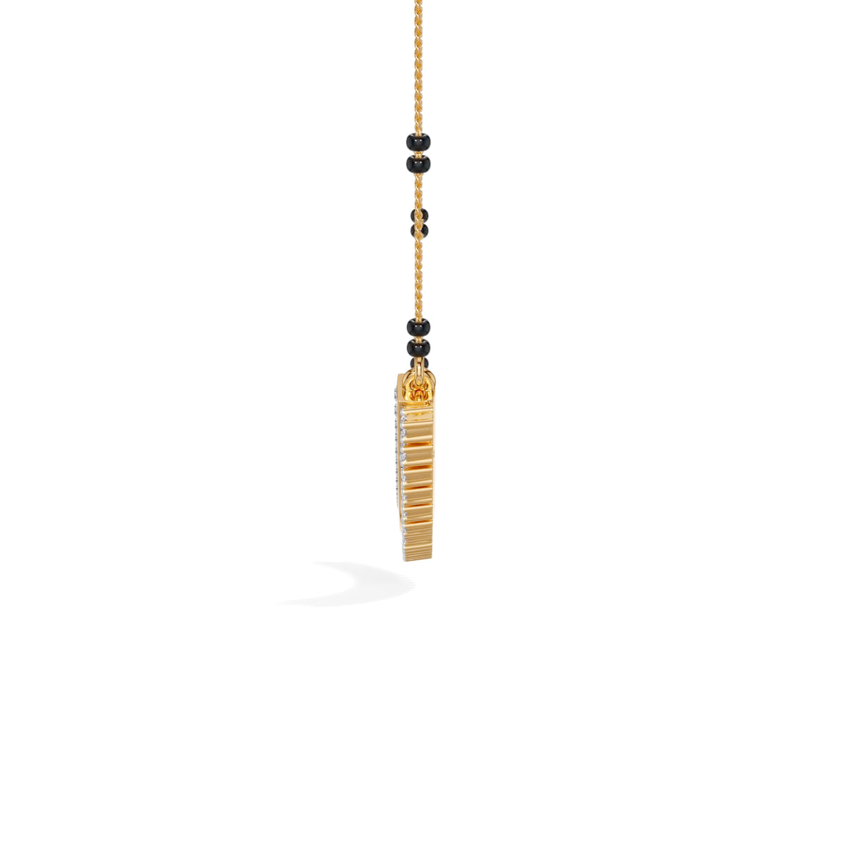 Yellow Gold Curved Bar Pave Round Lab Grown Diamond Kaelix Mangalsutra