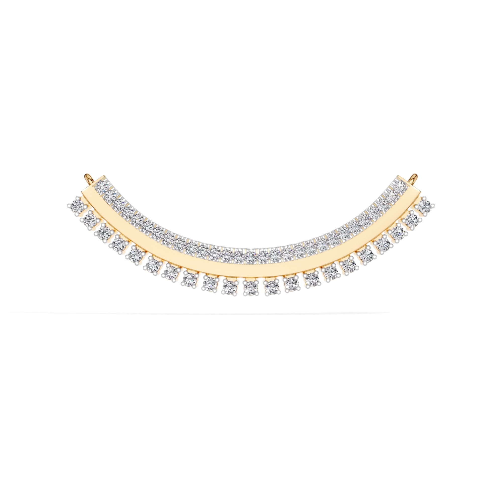 Yellow Gold Curved Bar Pave Round Lab Grown Diamond Kaelix Mangalsutra