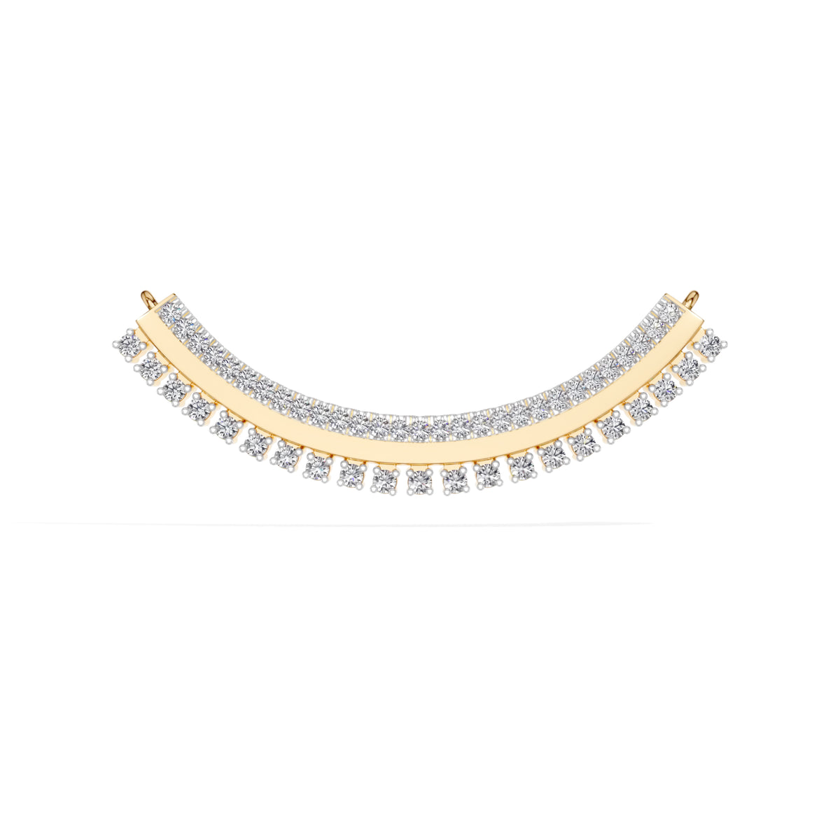 Yellow Gold Curved Bar Pave Round Lab Grown Diamond Kaelix Mangalsutra