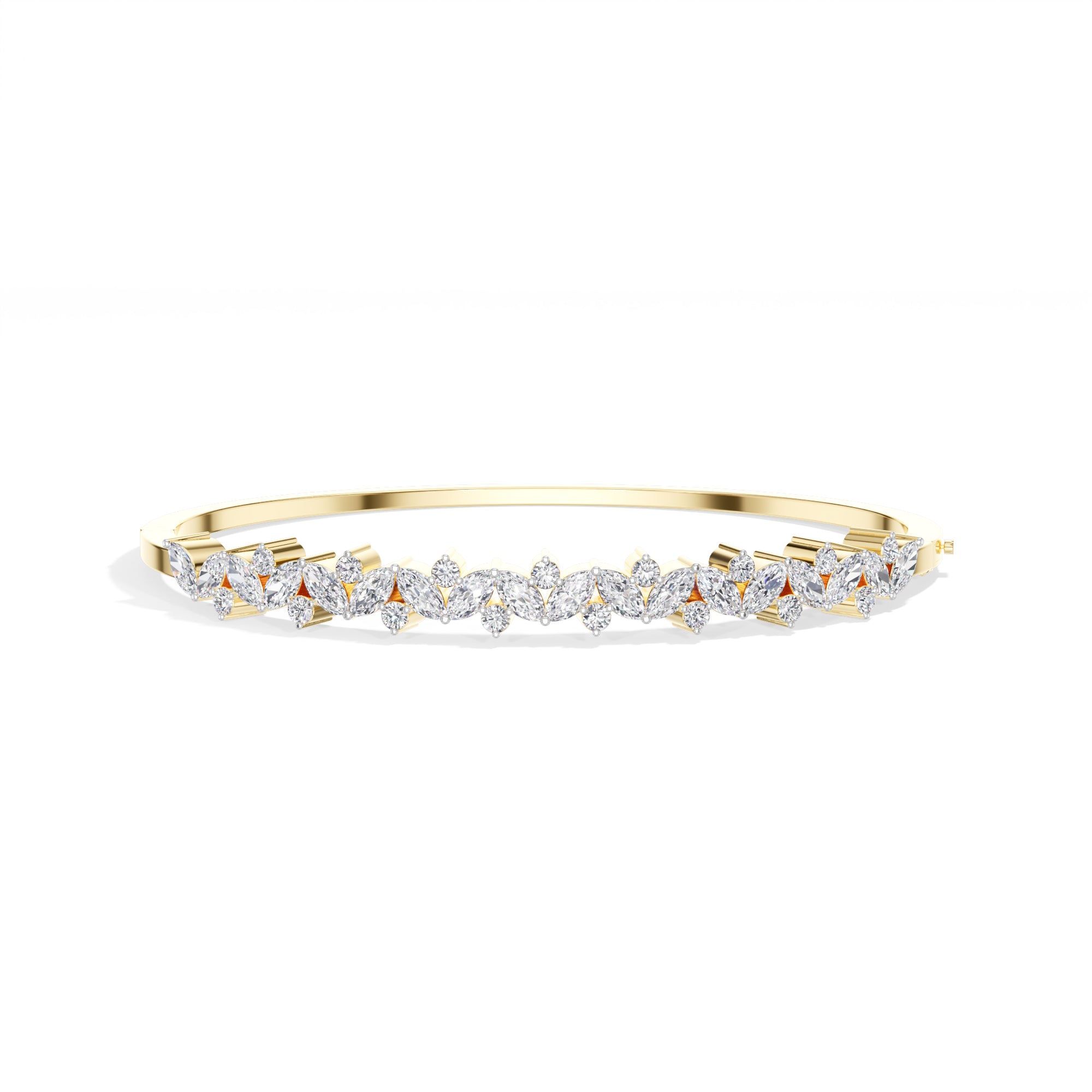 Yellow Gold 2Ct Leaf Vine Marquise Lab Grown Diamond Kalyx Bracelet