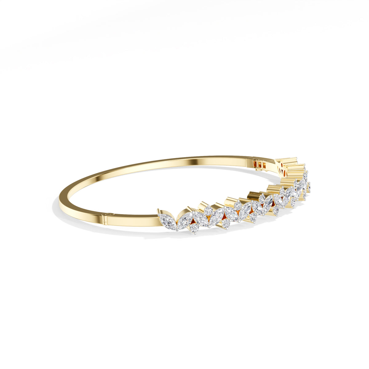 Yellow Gold 2Ct Leaf Vine Marquise Lab Grown Diamond Kalyx Bracelet