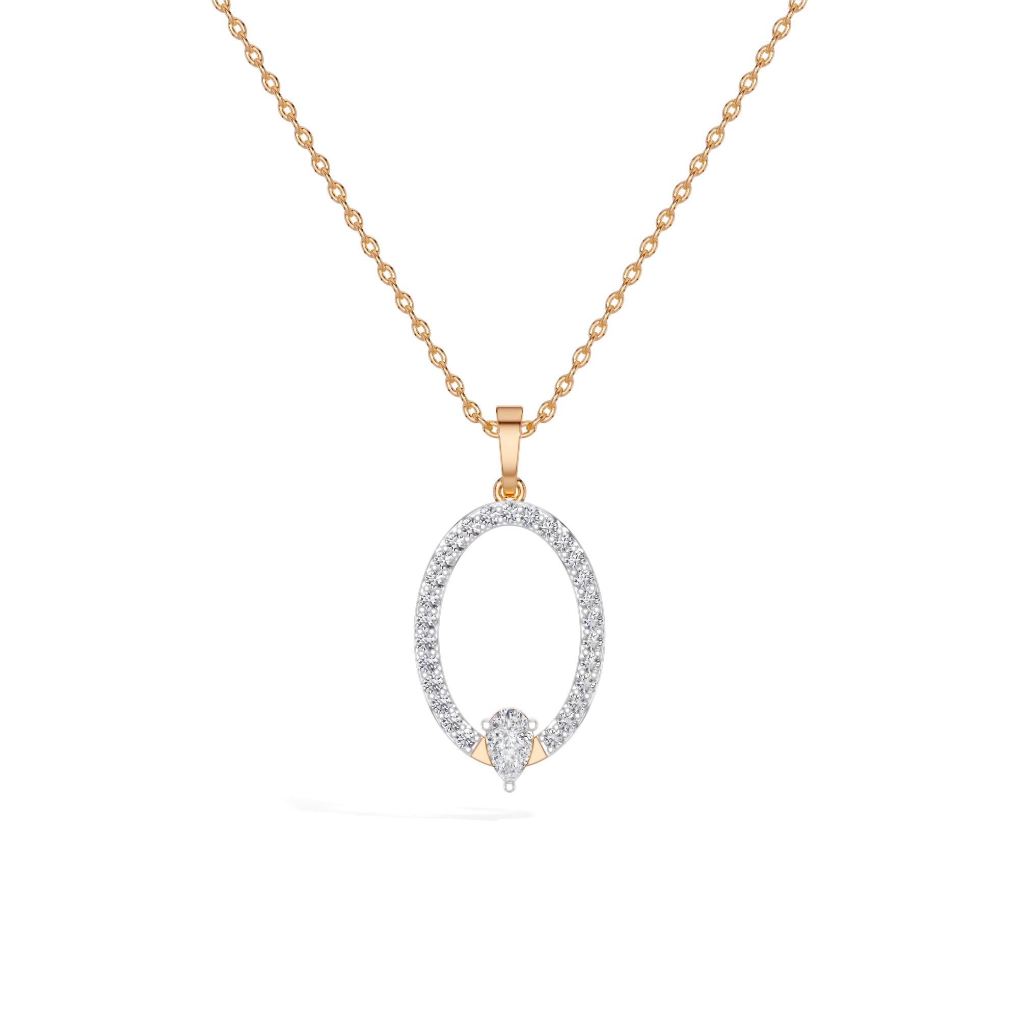 Rose Gold Halo Drop Pear Lab Grown Diamond Zafirae Pendant