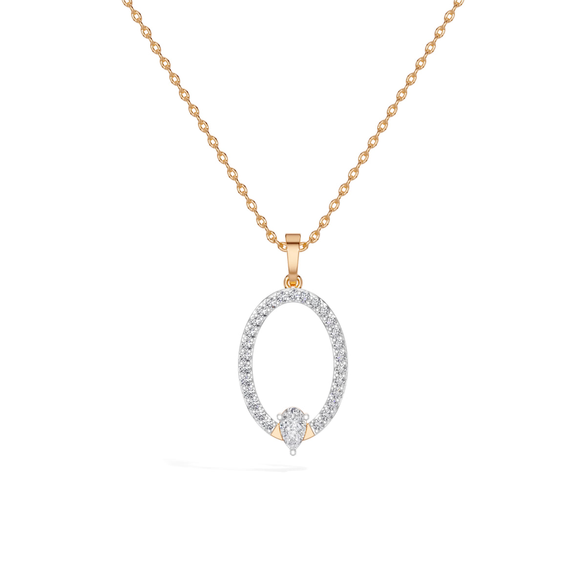 Rose Gold Halo Drop Pear Lab Grown Diamond Zafirae Pendant