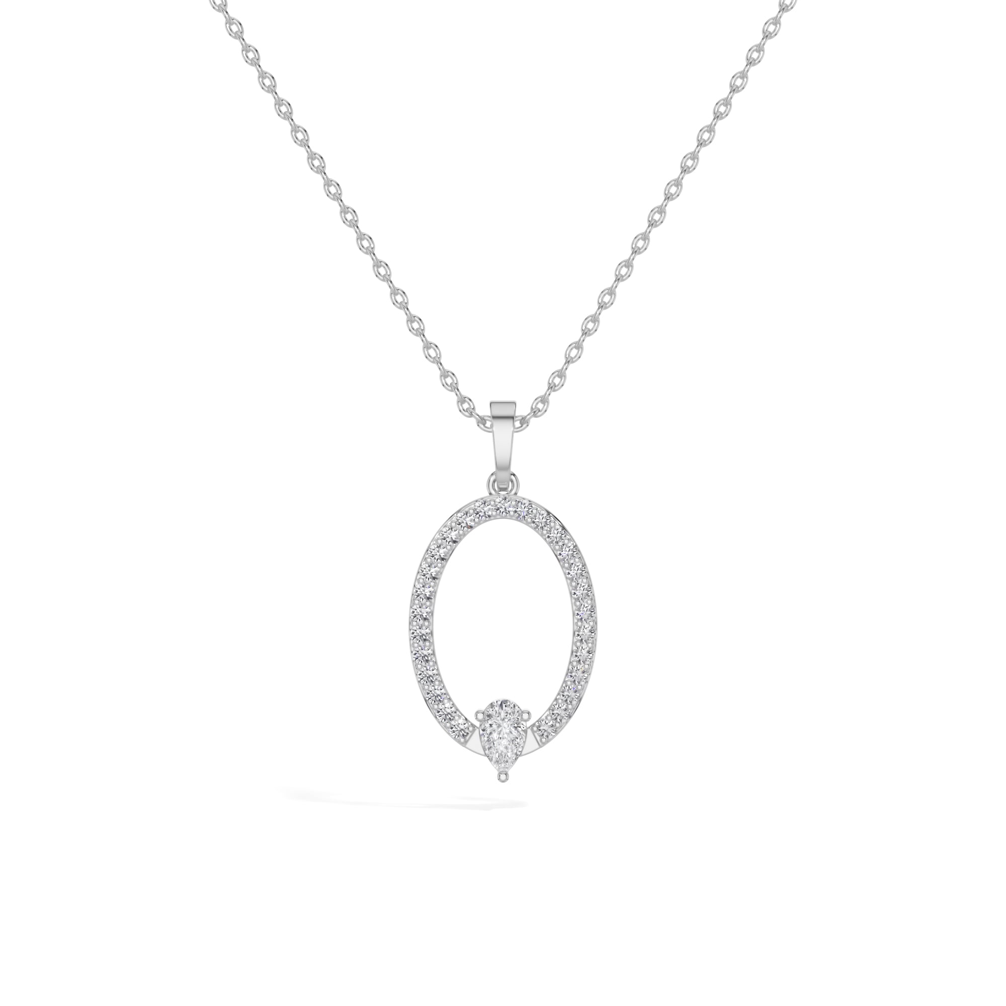 White Gold Halo Drop Pear Lab Grown Diamond Zafirae Pendant
