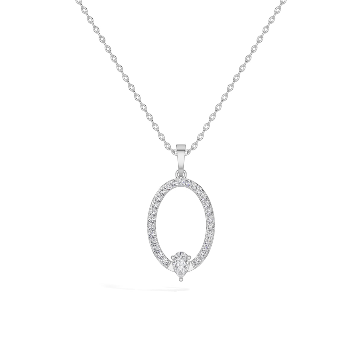 White Gold Halo Drop Pear Lab Grown Diamond Zafirae Pendant
