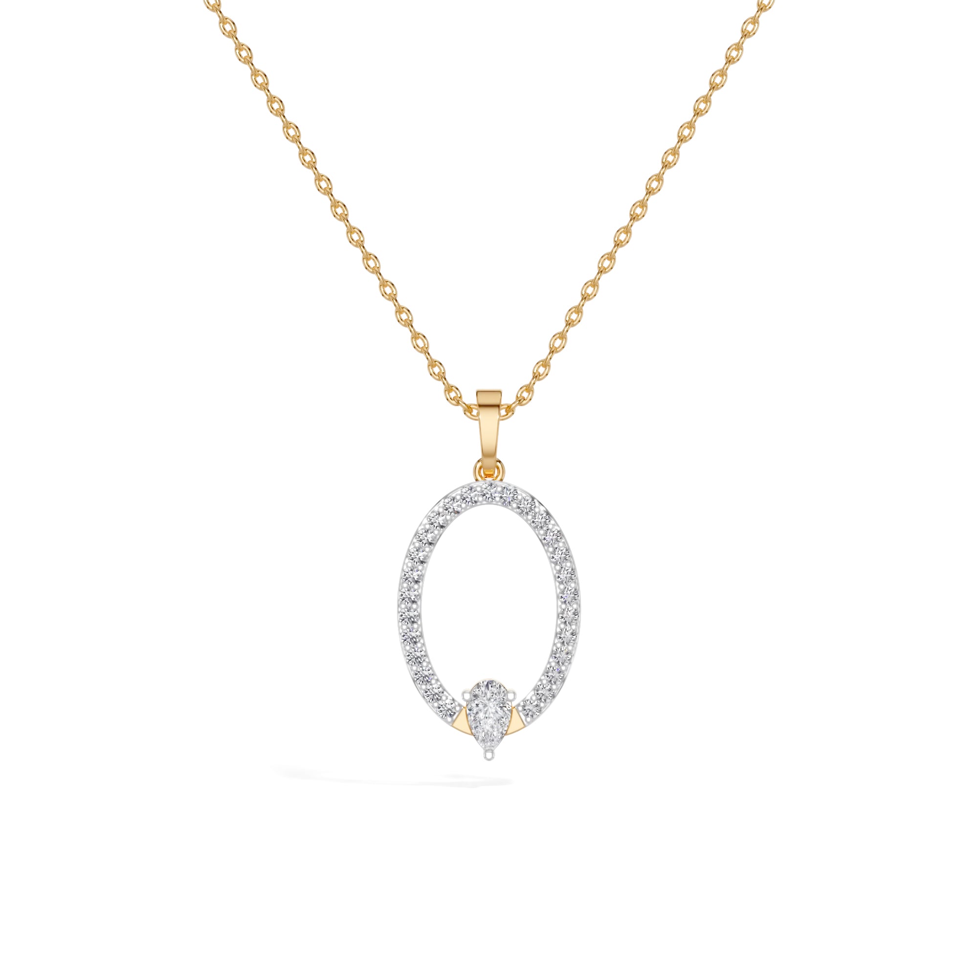 Yellow Gold Halo Drop Pear Lab Grown Diamond Zafirae Pendant