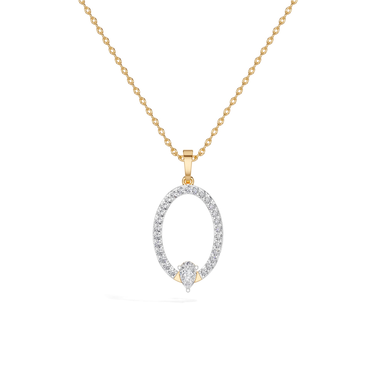 Yellow Gold Halo Drop Pear Lab Grown Diamond Zafirae Pendant